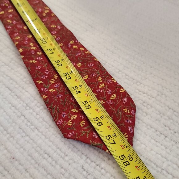 Christian Dior Monsieur Floral Red Tie 100% Printed Polyester Made In USA - Picture 9 of 9